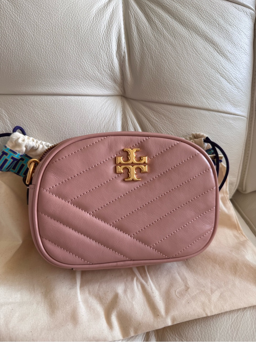 Tory Burch Kira Chevron small camera bag crossbody bag pink moon